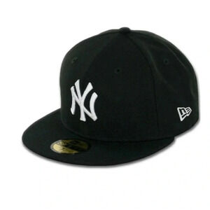 New Era 59Fifty Hat MLB Basic NY Yankees Black/White Fitted Baseball Cap (6 7/8)